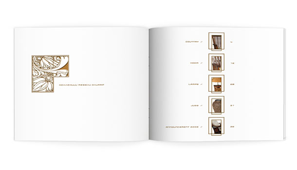 Первый разворот мебельного каталога компании «Олимар» с его оглавлением