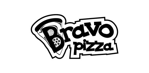Упрощенное графическое начертание логотипа компании «Пицца Браво» в черном цвете