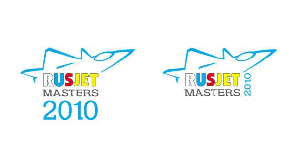 Варианты эмблемы для авиамодельных мероприятий RusJet Masters с подписью года проведения