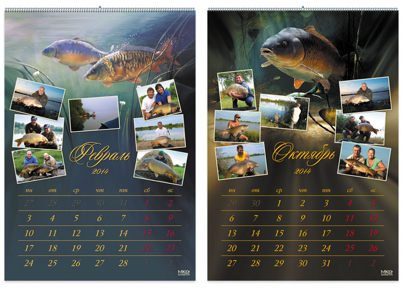 Внутренние листы перекидного настенного календаря «Московского Карпового Клуба» на 2014 год
